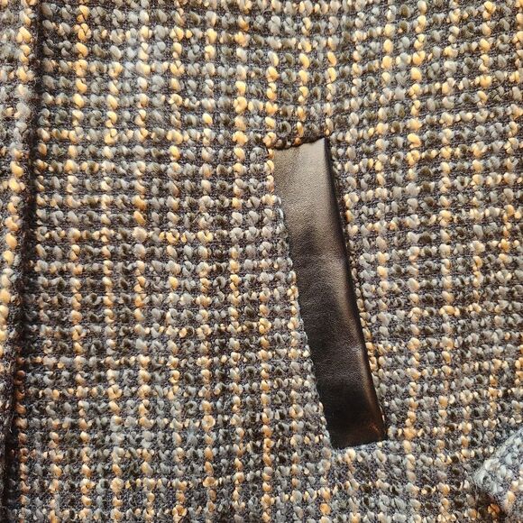 Pendleton Vintage Pleather Trim Tweed Blazer Jacket Green, Gold & Black Size 10 - Picture 2 of 10